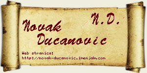 Novak Ducanović vizit kartica